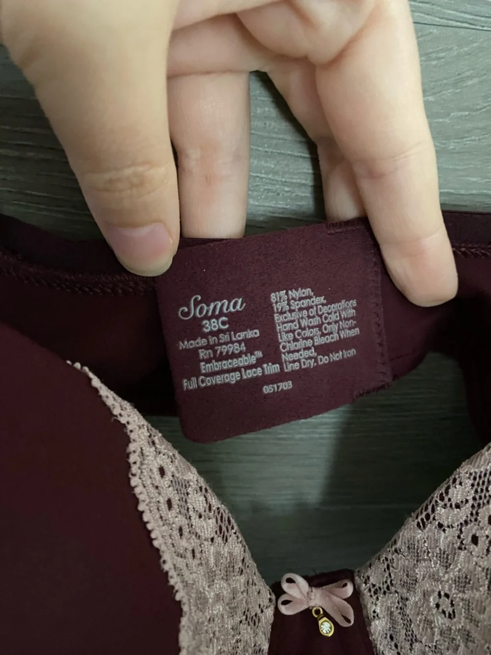 Soma Embraceable Full Coverage Lace Trim Bra NWT - Picture 3 of 5